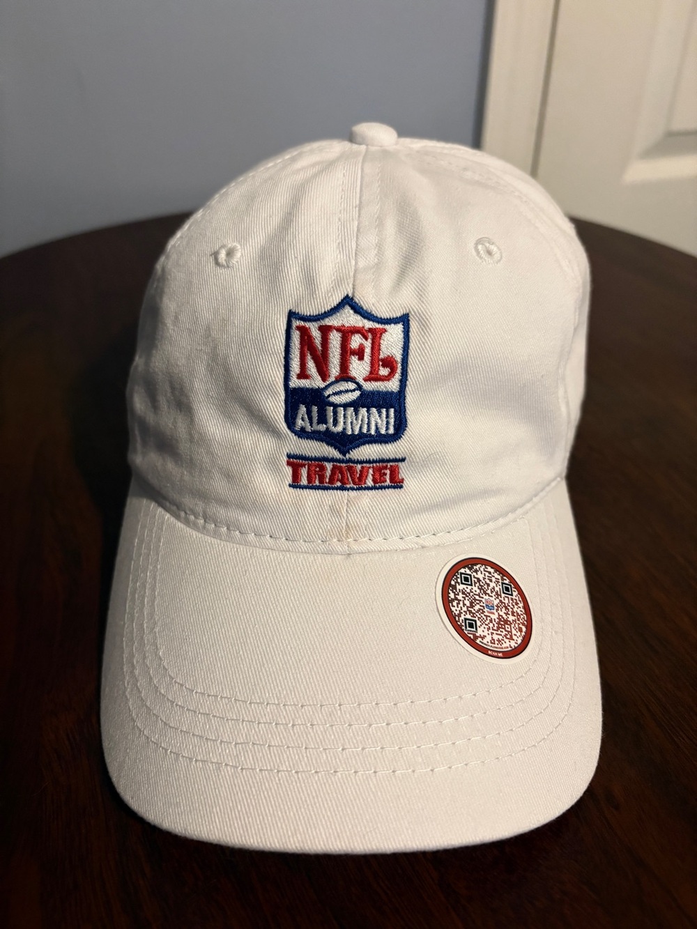 NFL White Baseball Cap with Red and Blue Embroidered Logo